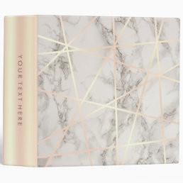 Stylish pretty chick rose gold &amp; white marble 3 ring binder