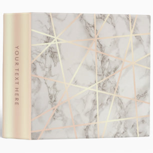 Stylish pretty chick rose gold & white marble 3 ring binder