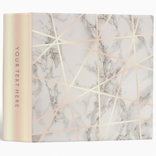 Stylish pretty chick rose gold  white marble 3 ring binder