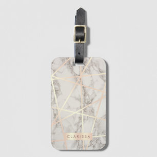 Stylish pretty chick rose gold & white marble luggage tag
