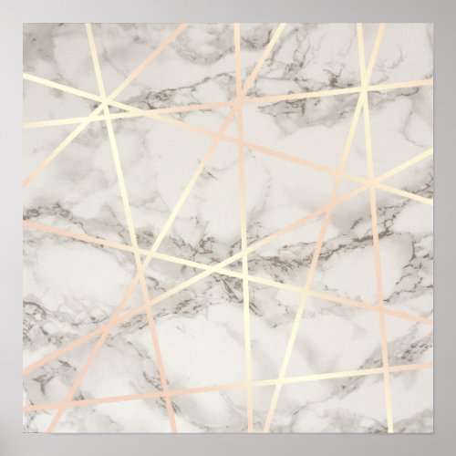Stylish pretty chick rose gold  white marble poster