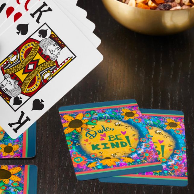 Stylish Pretty Colorful Dude Be Kind Friends Poker Cards (Creator Uploaded)