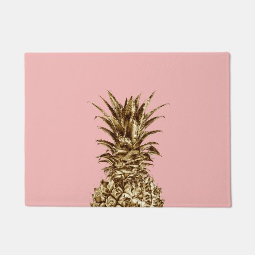 Stylish pretty girly gold  pastel pink pineapple doormat