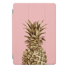 Stylish pretty girly gold &amp; pastel pink pineapple iPad pro cover