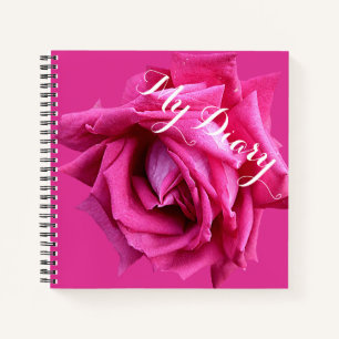 Stylish pretty hot pink rose flower boho floral notebook