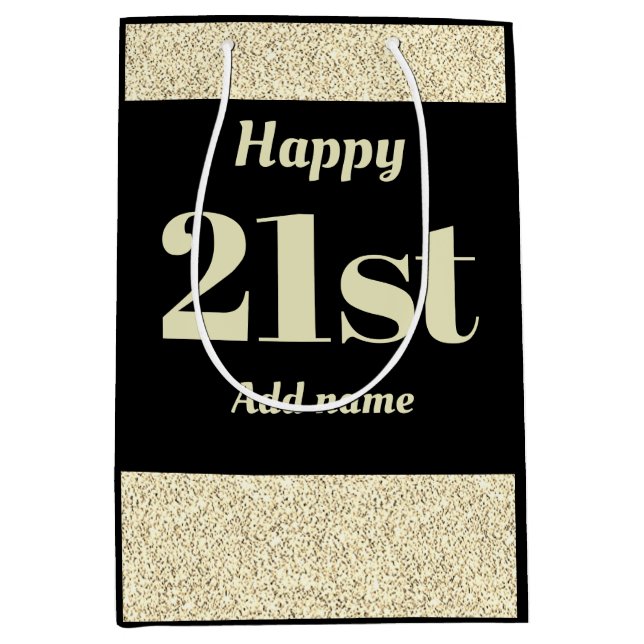 Stylish pretty personalised birthday gift bag 21st (Front)