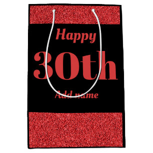 Stylish pretty personalised birthday gift bag 30th