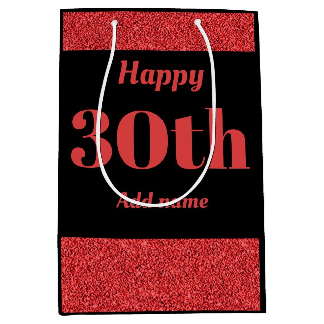 Stylish pretty personalised birthday gift bag 30th (Front)
