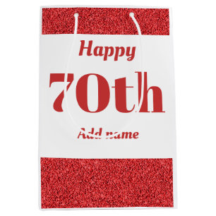 Stylish pretty personalised birthday gift bag 70th
