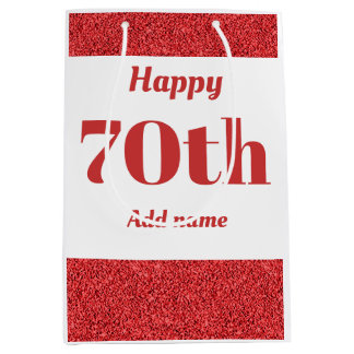 Stylish pretty personalised birthday gift bag 70th
