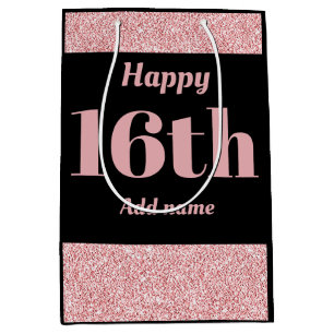 Stylish pretty personalized birthday gift bag 16th