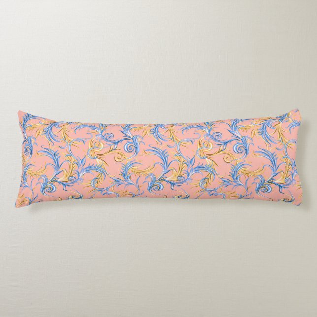 Stylish Pretty Pink Blue Abstract Pattern Bedding Body Pillow (Front)