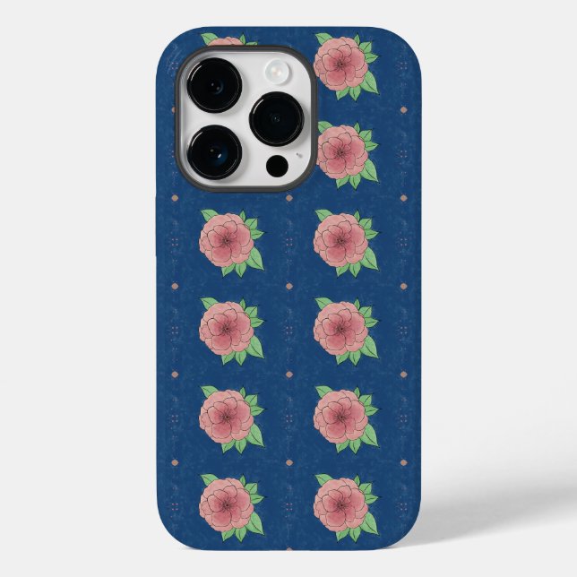 Stylish Pretty Pink Blue Floral iPhone / iPad case (Back)