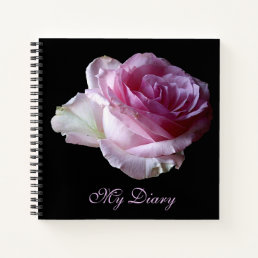 Stylish pretty pink rose flower black trendy boho  notebook