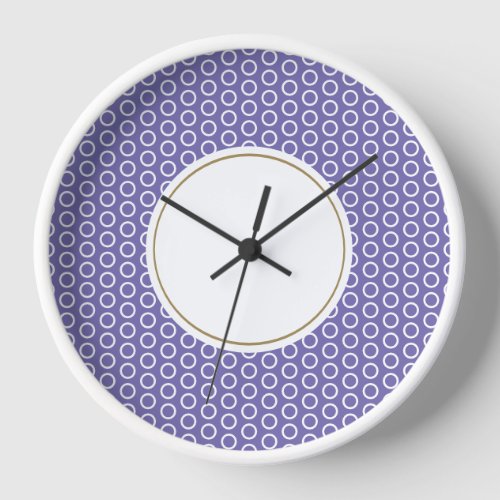 Stylish Pretty Purple Tiled White Rings Outer Rim  Clock