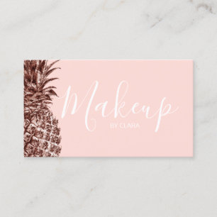 Stylish pretty rose gold pineapple makeup artist business card