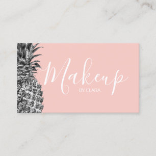 Stylish pretty silver pineapple makeup artist business card