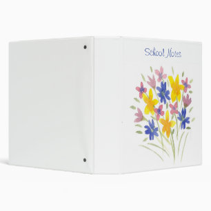 Stylish Pretty Watercolor Flowers 3 Ring Binder
