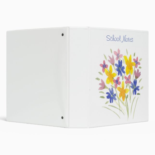 Stylish Pretty Watercolor Flowers  3 Ring Binder (Background)