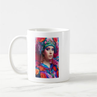 Stylish princess with floral hat coffee mug