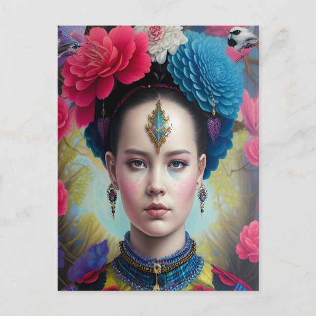 Stylish princess with tartan outfit postcard (Front)