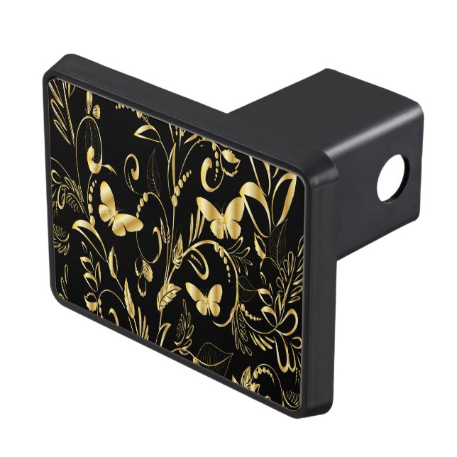 Stylish Printed Faux Gold Butterflies Hitch Cover (Top Right)