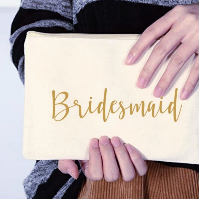 Stylish Printed Script Bridesmaid's Cosmetic Bag (Front)