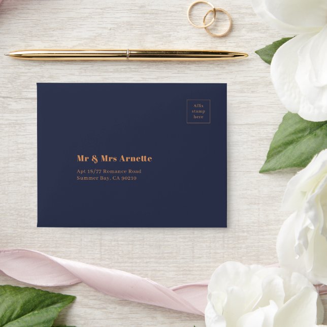 Stylish Printed Self Addressed RSVP Envelope (Wedding)