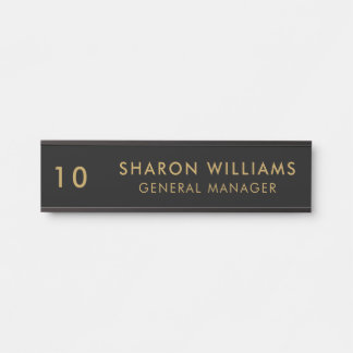 Stylish Professional Black Employee Name & Title Door Sign