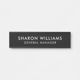 Stylish Professional Black Name Title Employee Door Sign