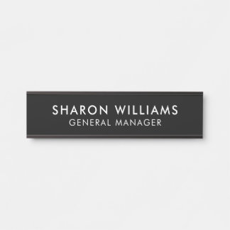 Stylish Professional Black Name Title Employee Door Sign