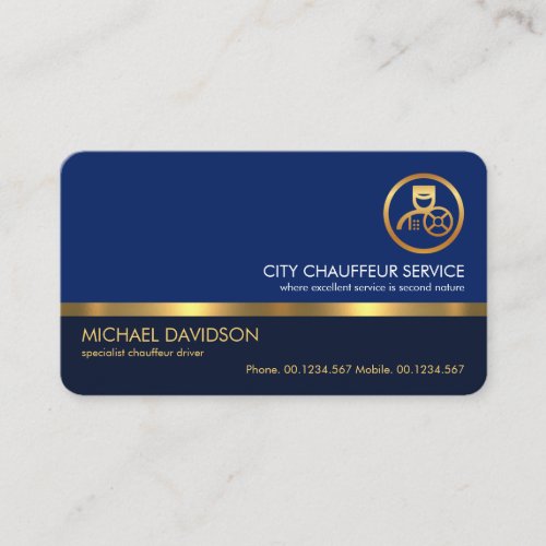 Stylish Professional Blue Layers Gold Line Driver Business Card