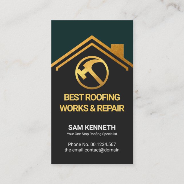 Stylish Professional Building Roof Construction Business Card (Front)