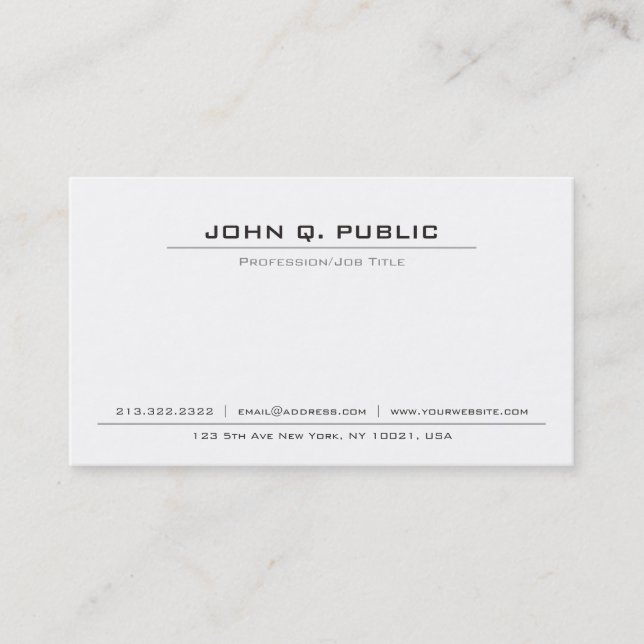 Stylish Professional Classic Elegant Smart Plain Business Card (Front)