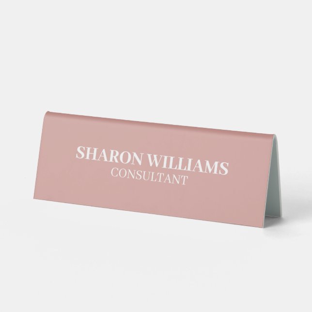 Stylish Professional Dusty Rose Minimalist Table Tent (Front)