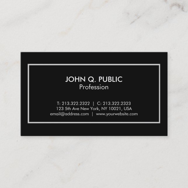 Stylish Professional Elegant Black White Modern Business Card (Front)