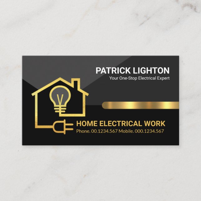 Stylish Professional Gold Electrical Wiring Home Business Card (Front)