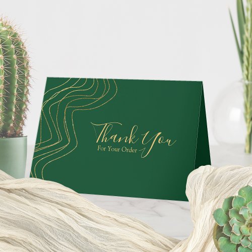 Stylish Professional GreenGold Business Thank You Card