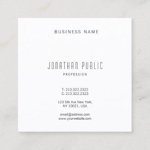 Stylish Professional Minimalist Modern Template Square Business Card