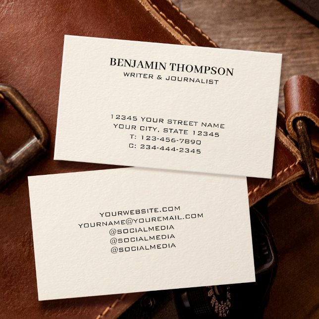 Stylish Professional Minimalist Typography Cream Business Card (Creator Uploaded)