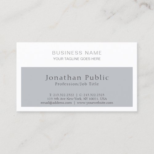 Stylish Professional Modern Corporate Grey White Business Card