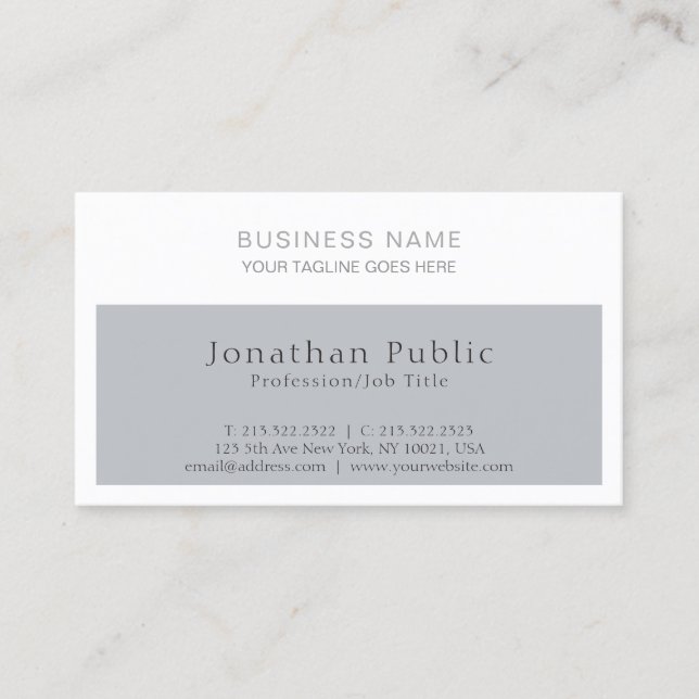 Stylish Professional Modern Corporate Grey White Business Card (Front)