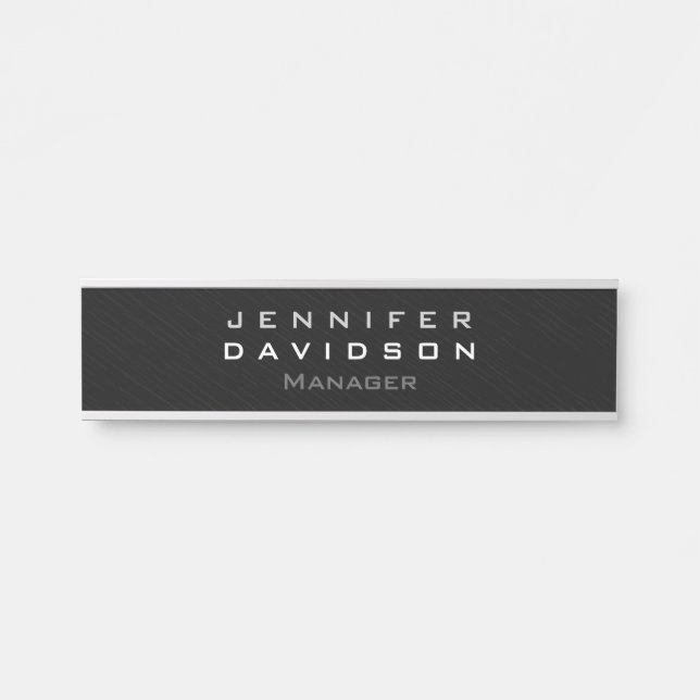 Stylish Professional Modern Dark Gray Door Sign (Front)