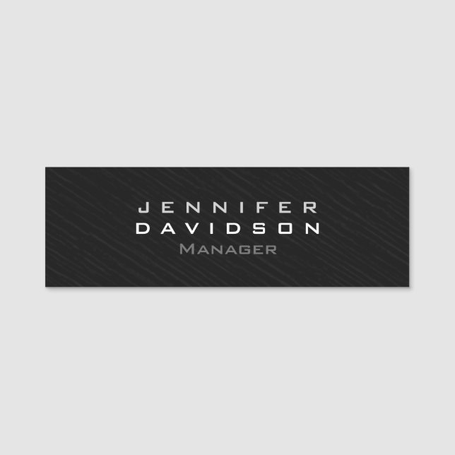 Stylish Professional Modern Dark Gray Name Tag (Front)