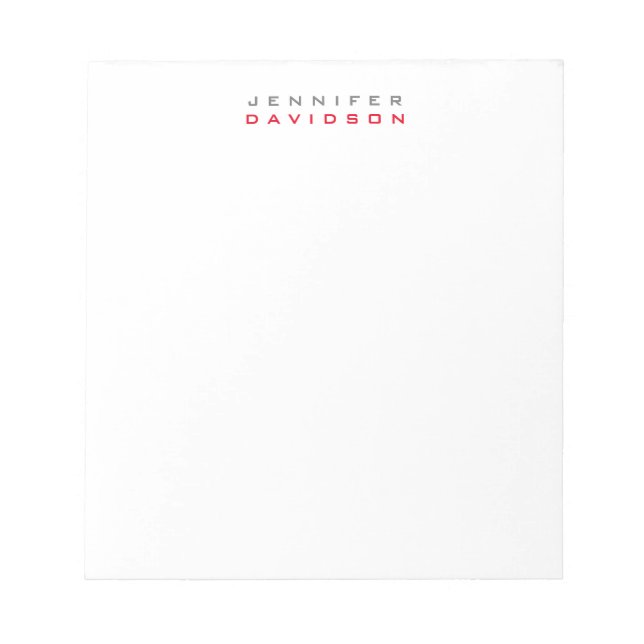 Stylish Professional Modern Name Notepad (Front)
