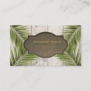 Stylish Professional Palm Leaves ,Wood Texture Business Card
