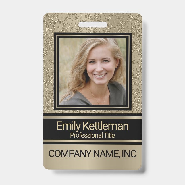 Stylish Professional Photo Badge - Gold (Front)