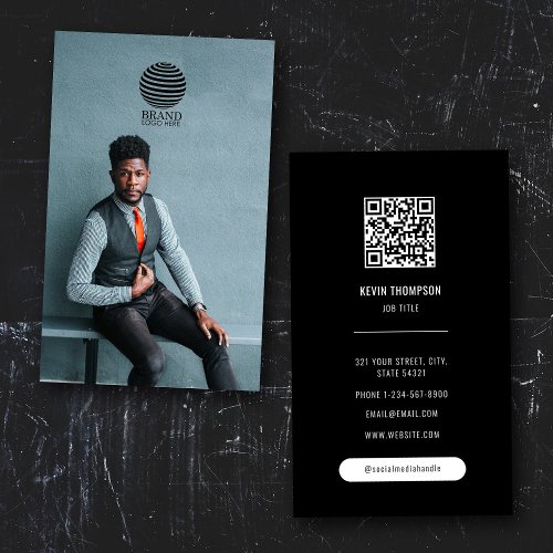 Stylish Professional Photo Business Logo QR Code Business Card