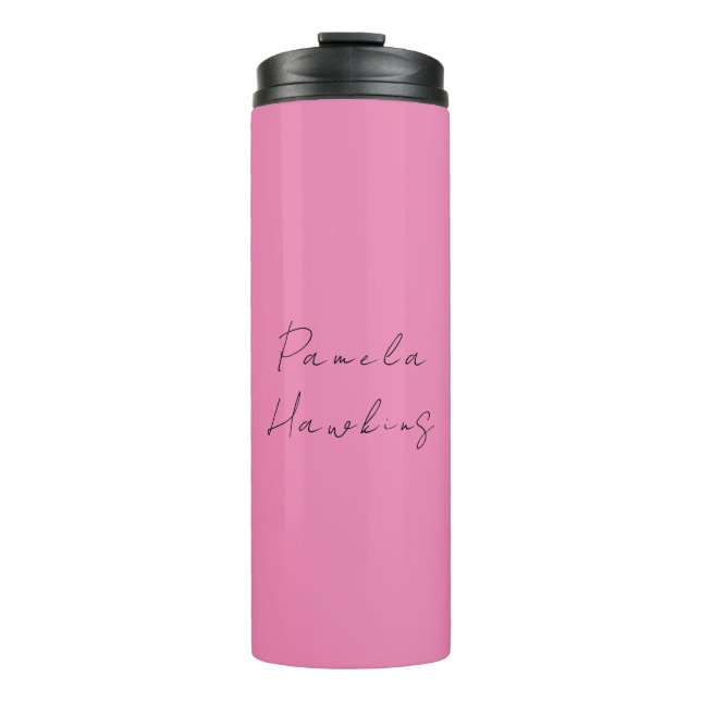 Stylish professional plain pink feminine thermal tumbler (Front)