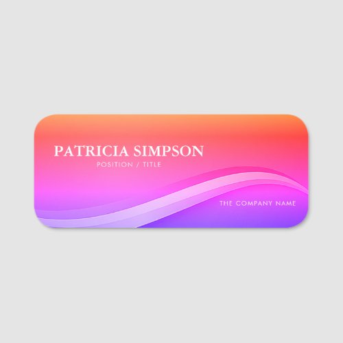 Stylish  Professional Red Pinkish Unique Gradient Name Tag